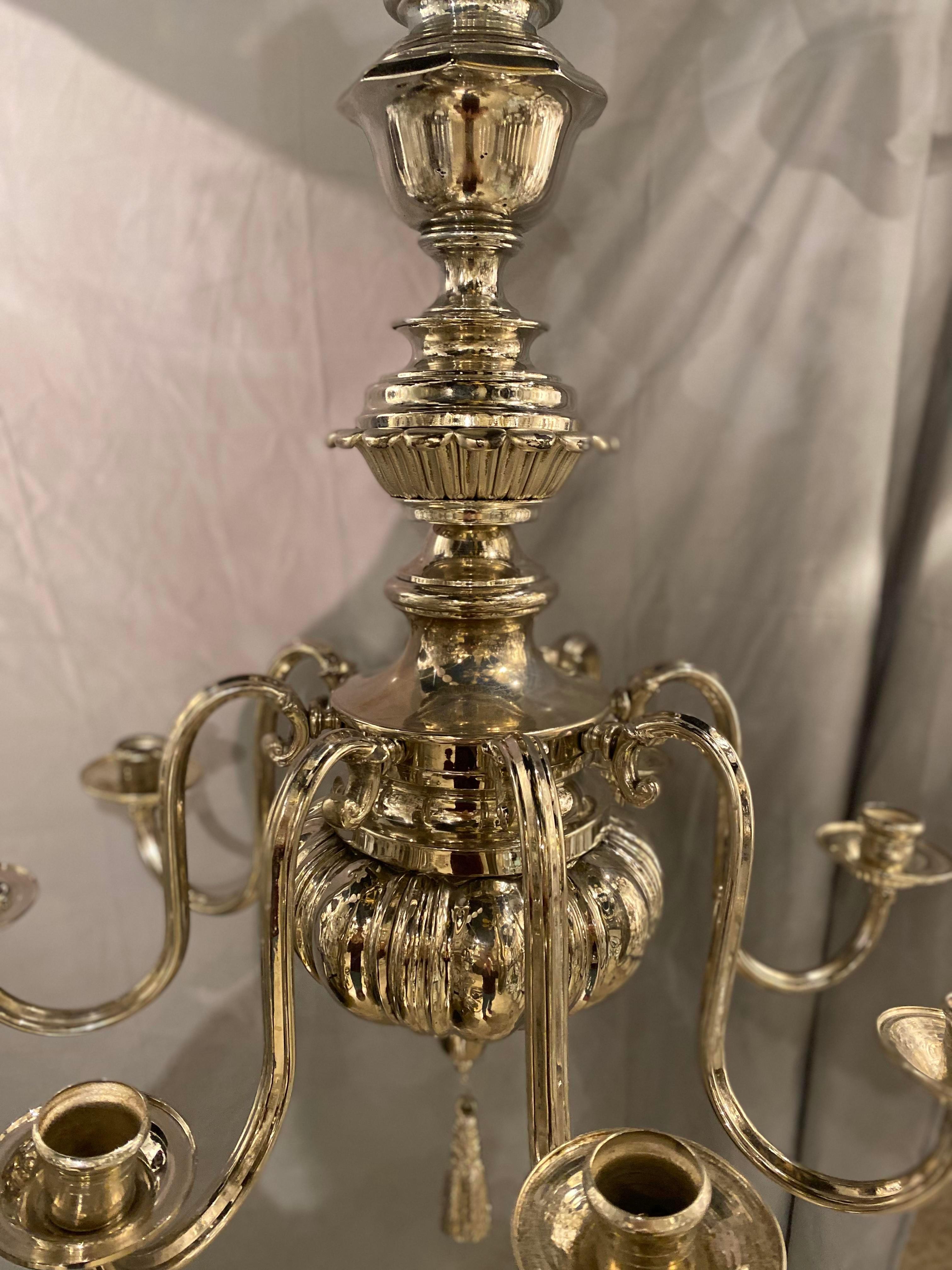 Neoclassical 1920's Silver plated Caldwell Chandelier For Sale