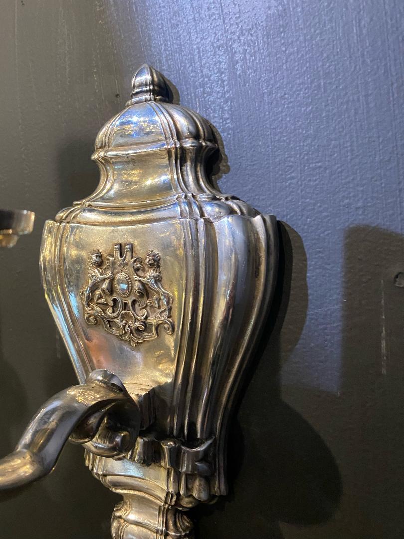 1920's Silver Plated Caldwell One Light Sconces In Good Condition For Sale In New York, NY