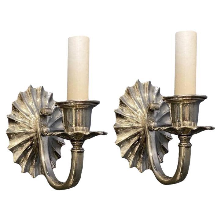 1920's Silver Plated Caldwell One Light Sconces For Sale