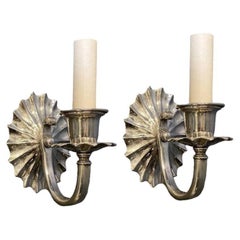 Antique 1920's Silver Plated Caldwell One Light Sconces