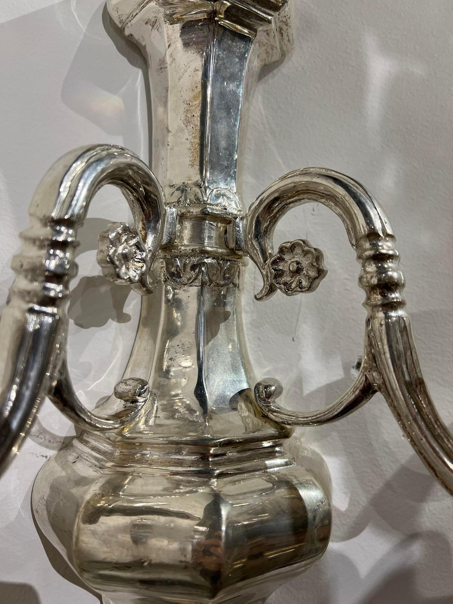 American Classical 1920’s Silver Plated Caldwell Sconces For Sale