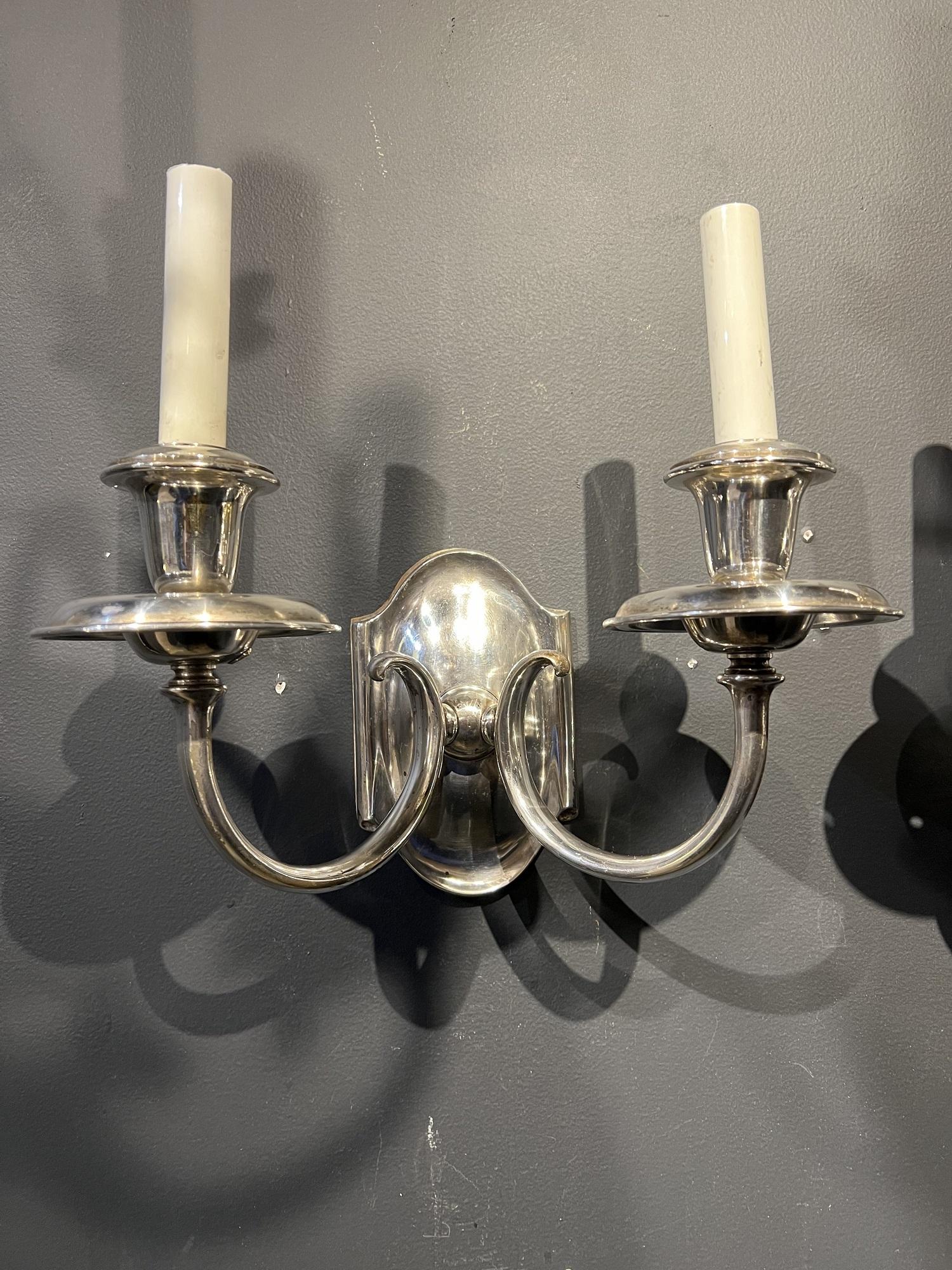 American 1920s, Silver Plated Caldwell Sconces