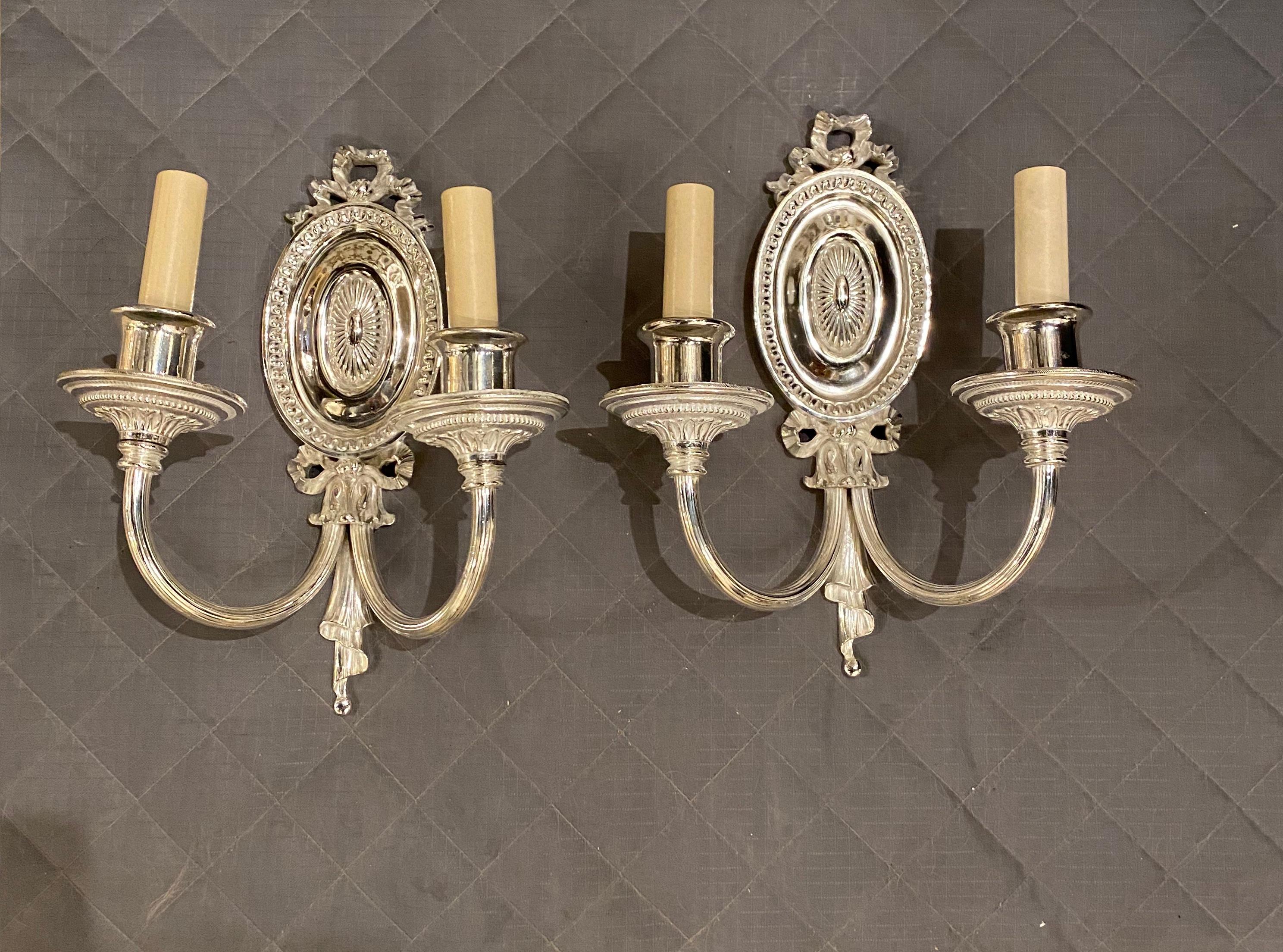 American 1920s Silver Plated Caldwell Sconces For Sale