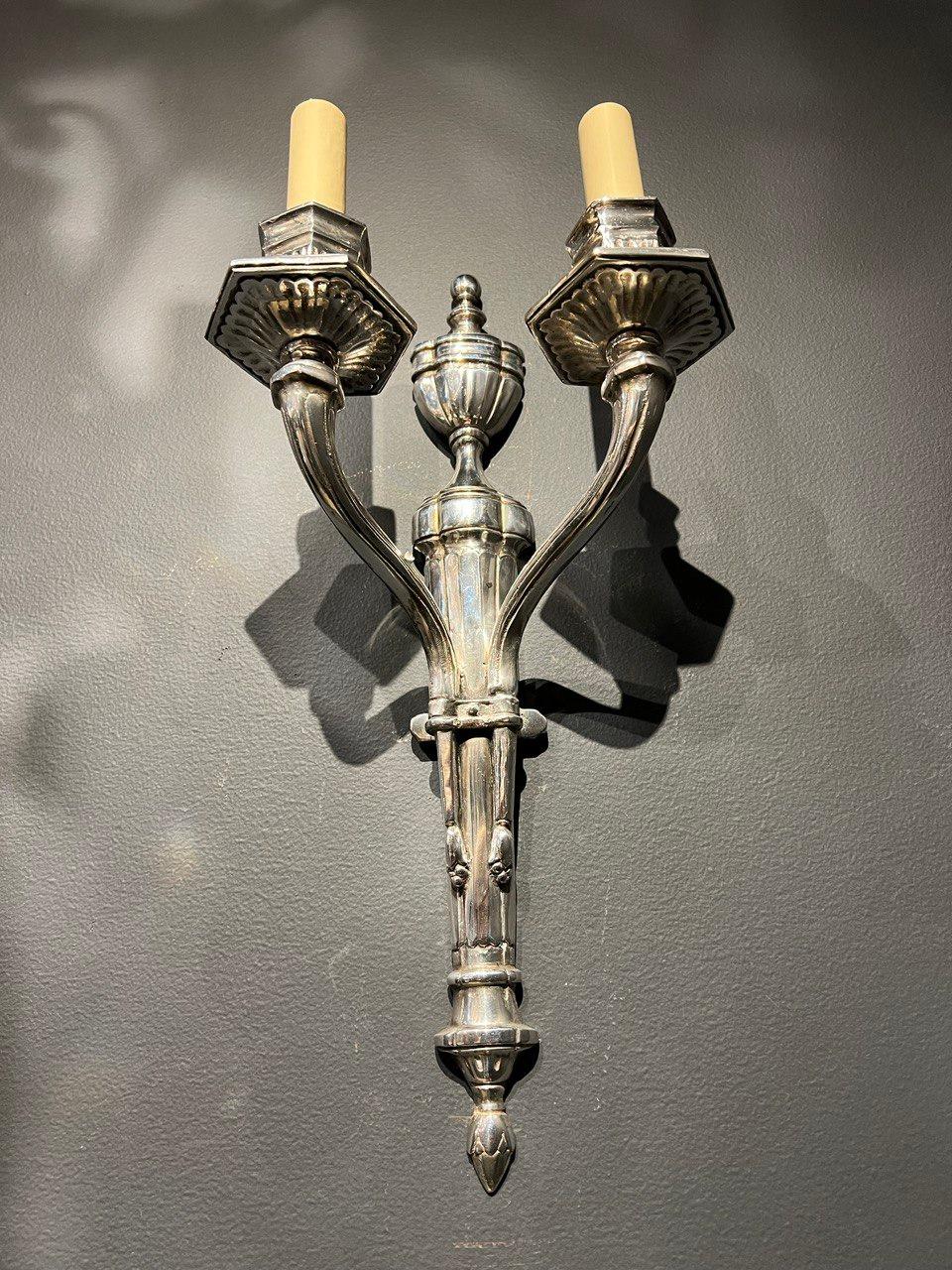 American 1920's Silver Plated Caldwell Sconces For Sale