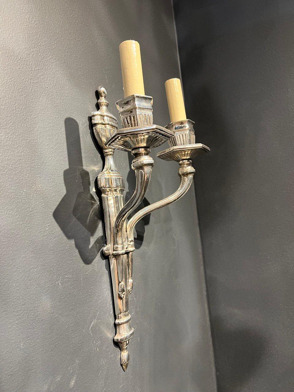 1920's Silver Plated Caldwell Sconces In Good Condition For Sale In New York, NY