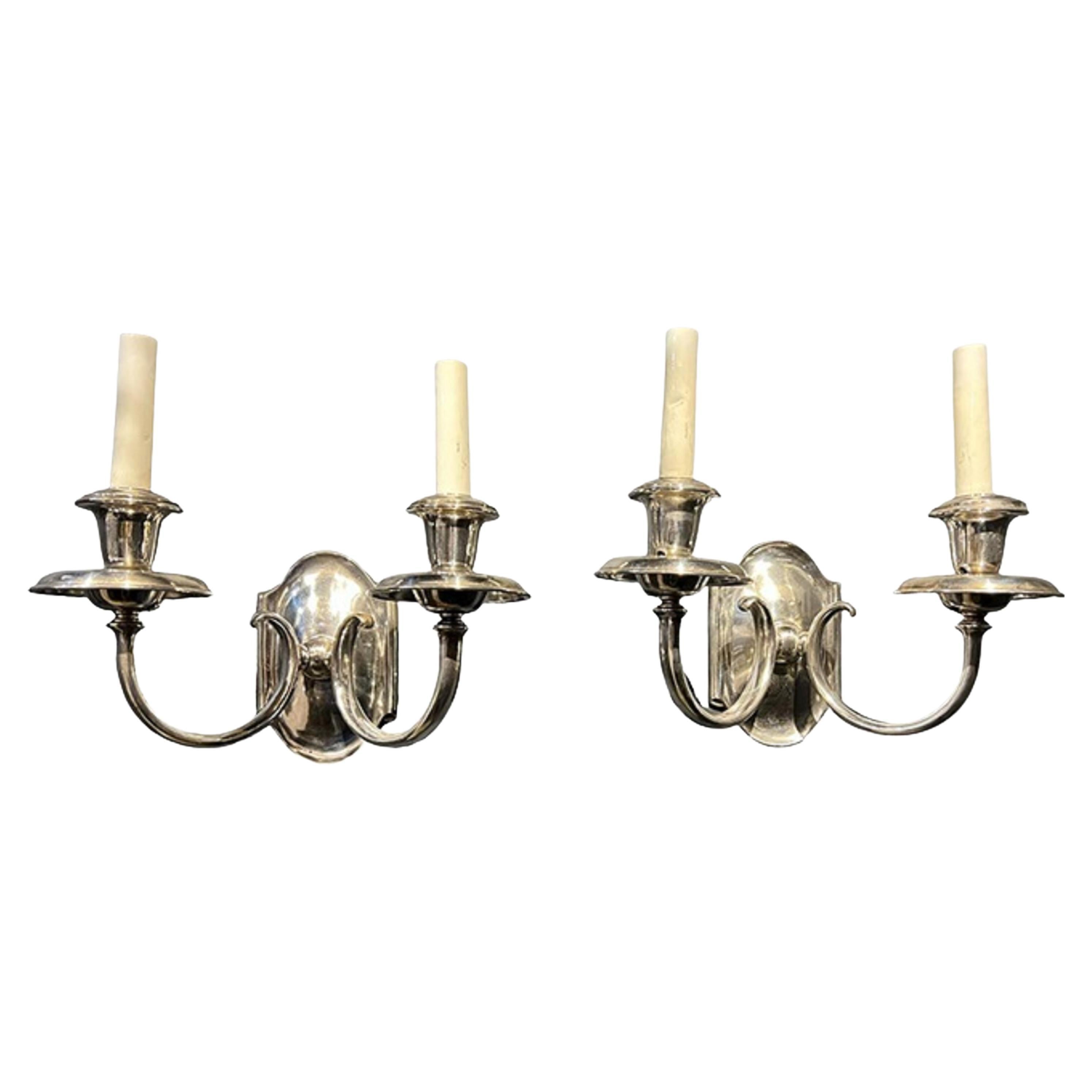 1920s, Silver Plated Caldwell Sconces