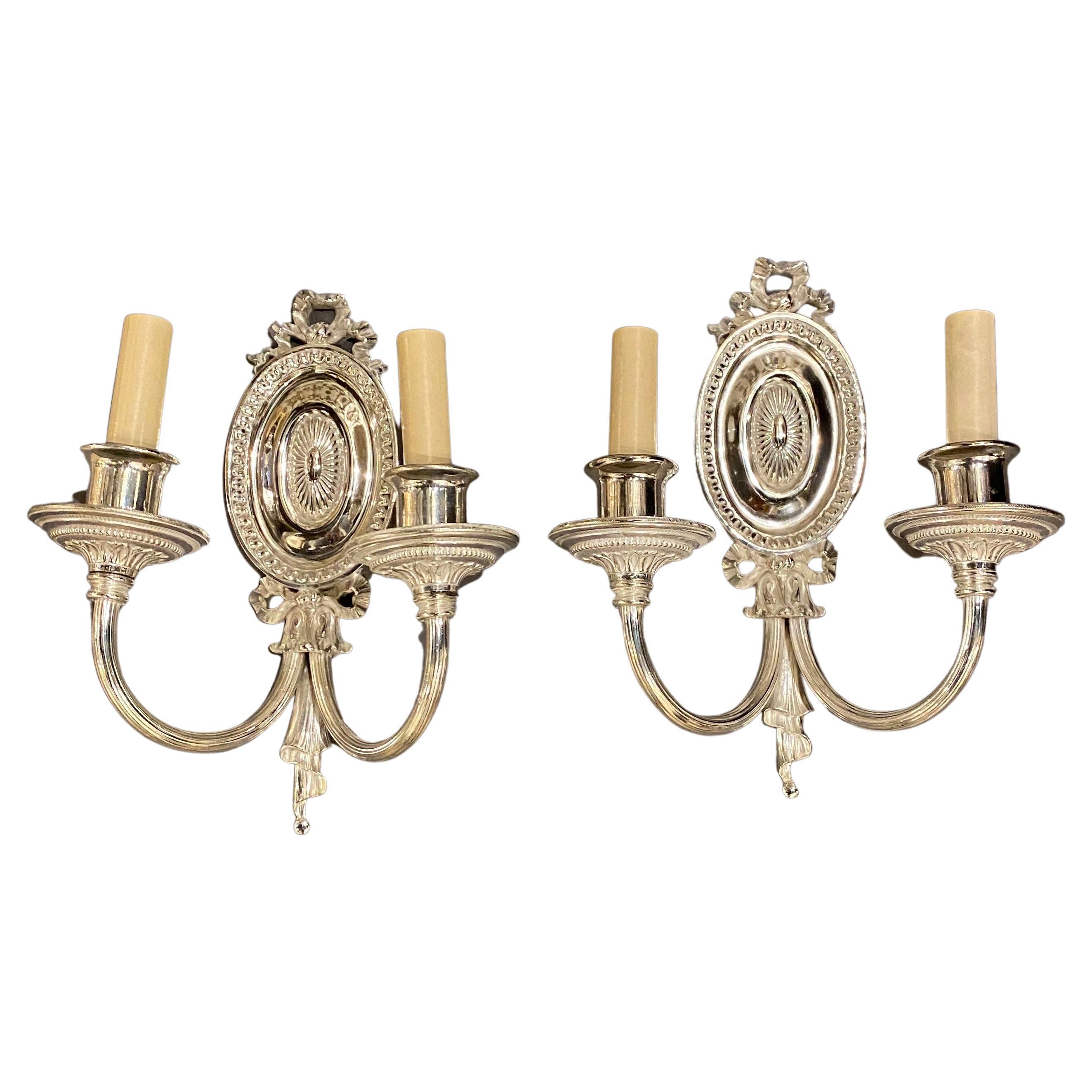 1920s Silver Plated Caldwell Sconces For Sale