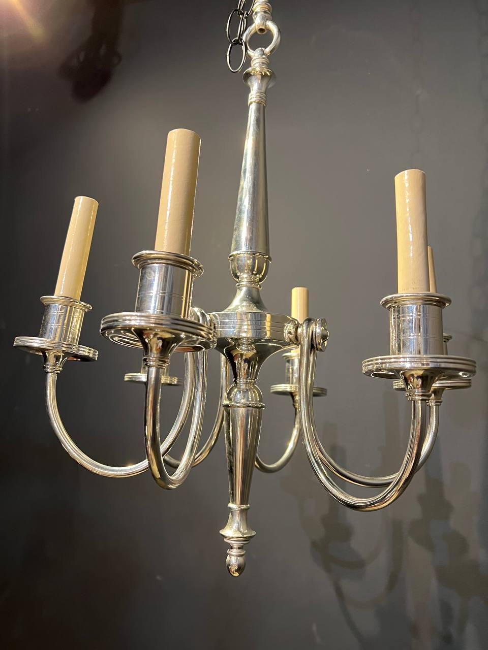 American 1920’s Silver Plated Chandelier For Sale