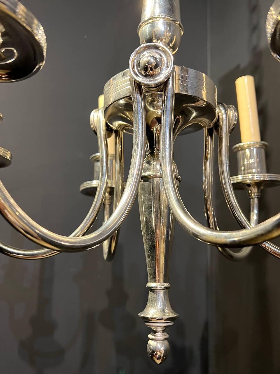 1920’s Silver Plated Chandelier In Good Condition For Sale In New York, NY