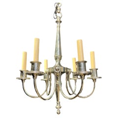 Lustre à 6 Lights en métal argenté des années 1920