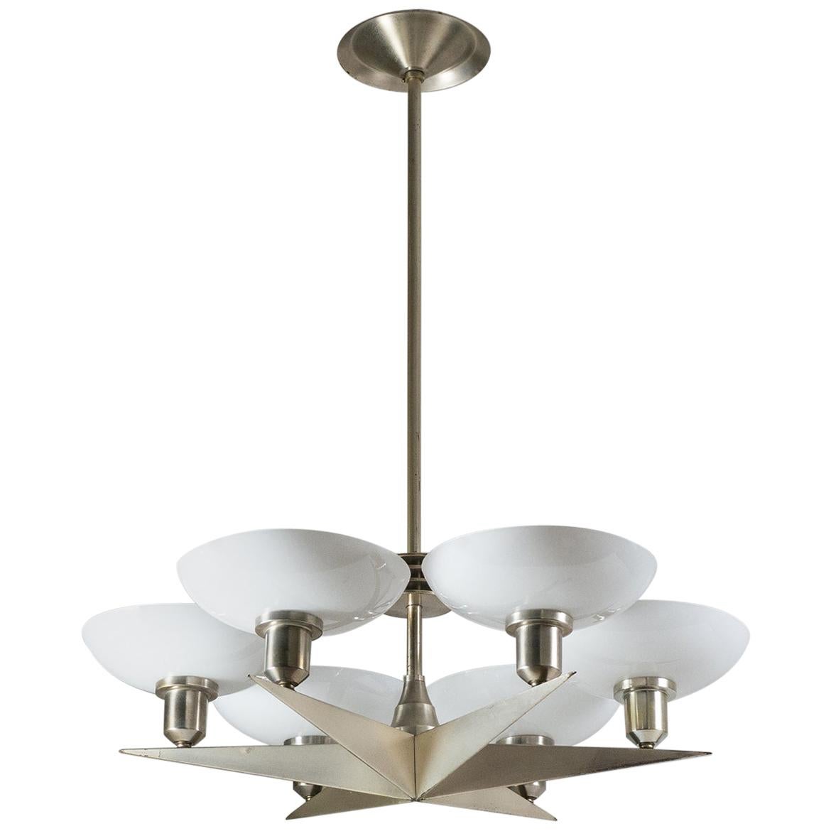 1920s "Silver Star" Art Deco Chandelier