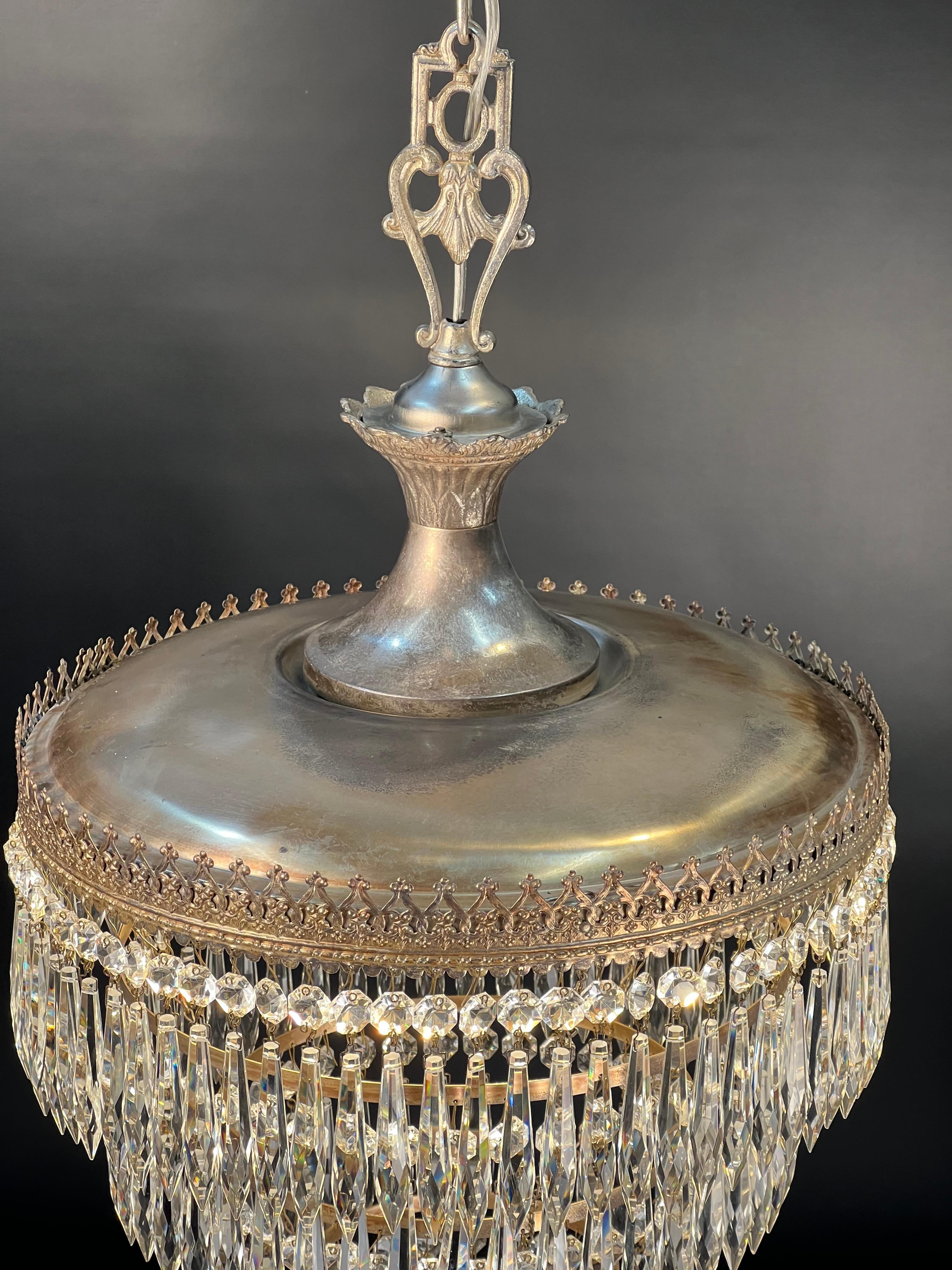 1920's Silvered Brass 5 Tier Wedding Cake Chandelier 8