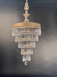 1920's Silvered Brass 5 Tier Wedding Cake Chandelier
