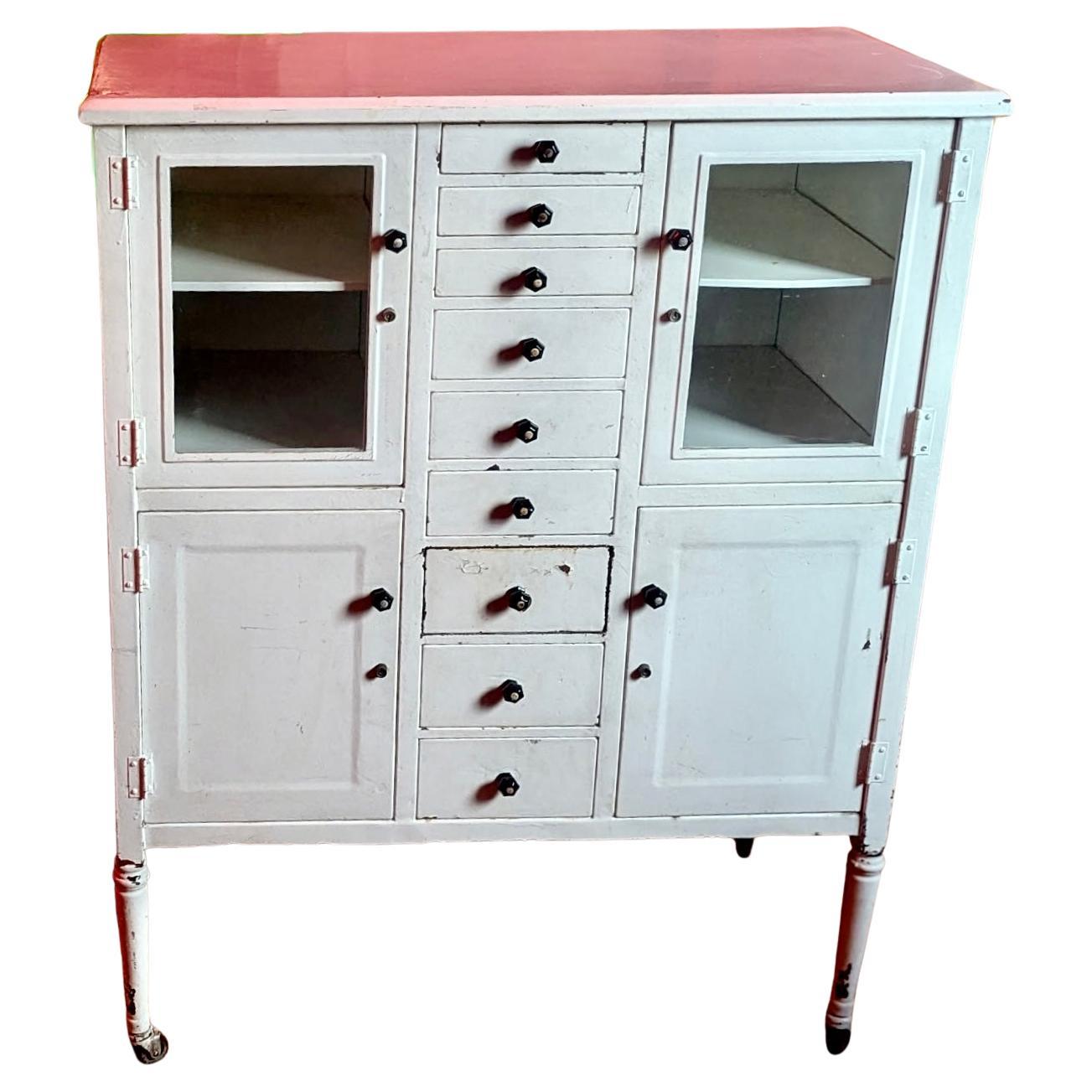 1920s Simmon
s Metal Medical Cabinet/ baño. multi-cajón en venta