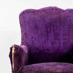 1920's Single Deep Scallop Back Upholstered Armchair