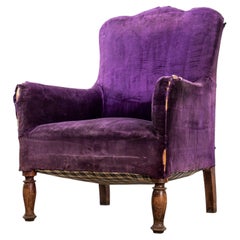 1920's Single Deep Scallop Back Upholstered Armchair