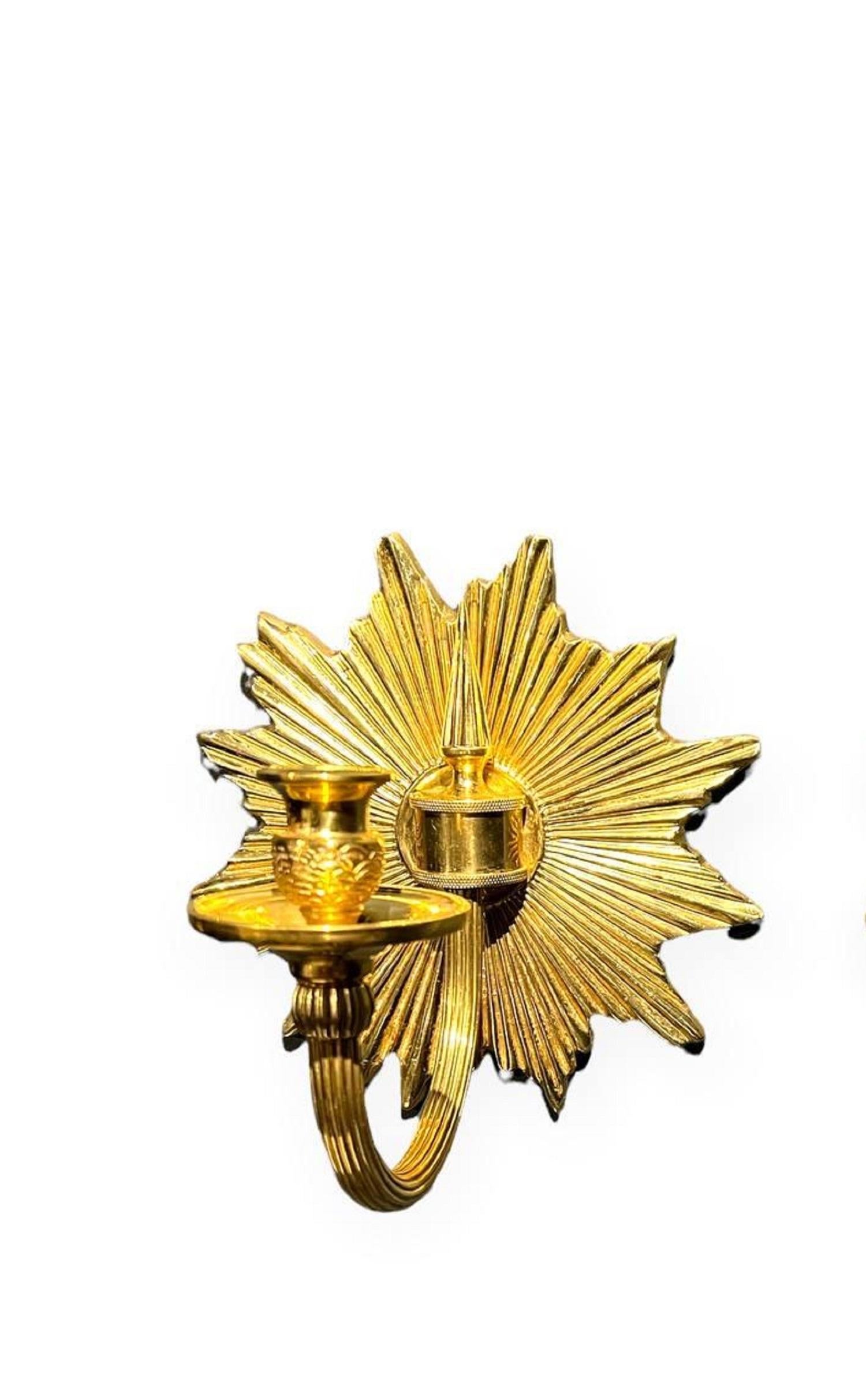 French Provincial 1920s Single Light Sunburst Sconces For Sale