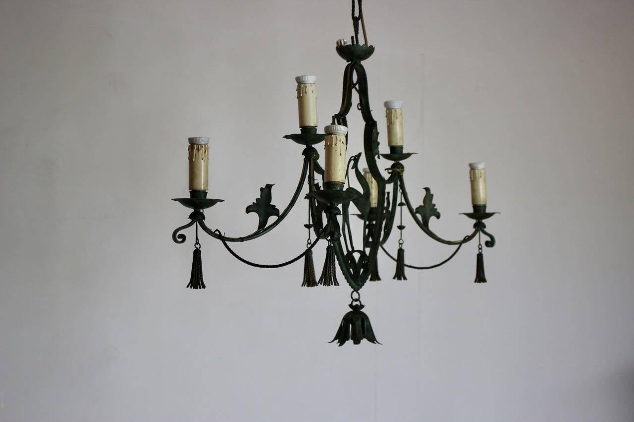 1920s Six-Arm Chandelier In Excellent Condition In Gloucestershire, GB