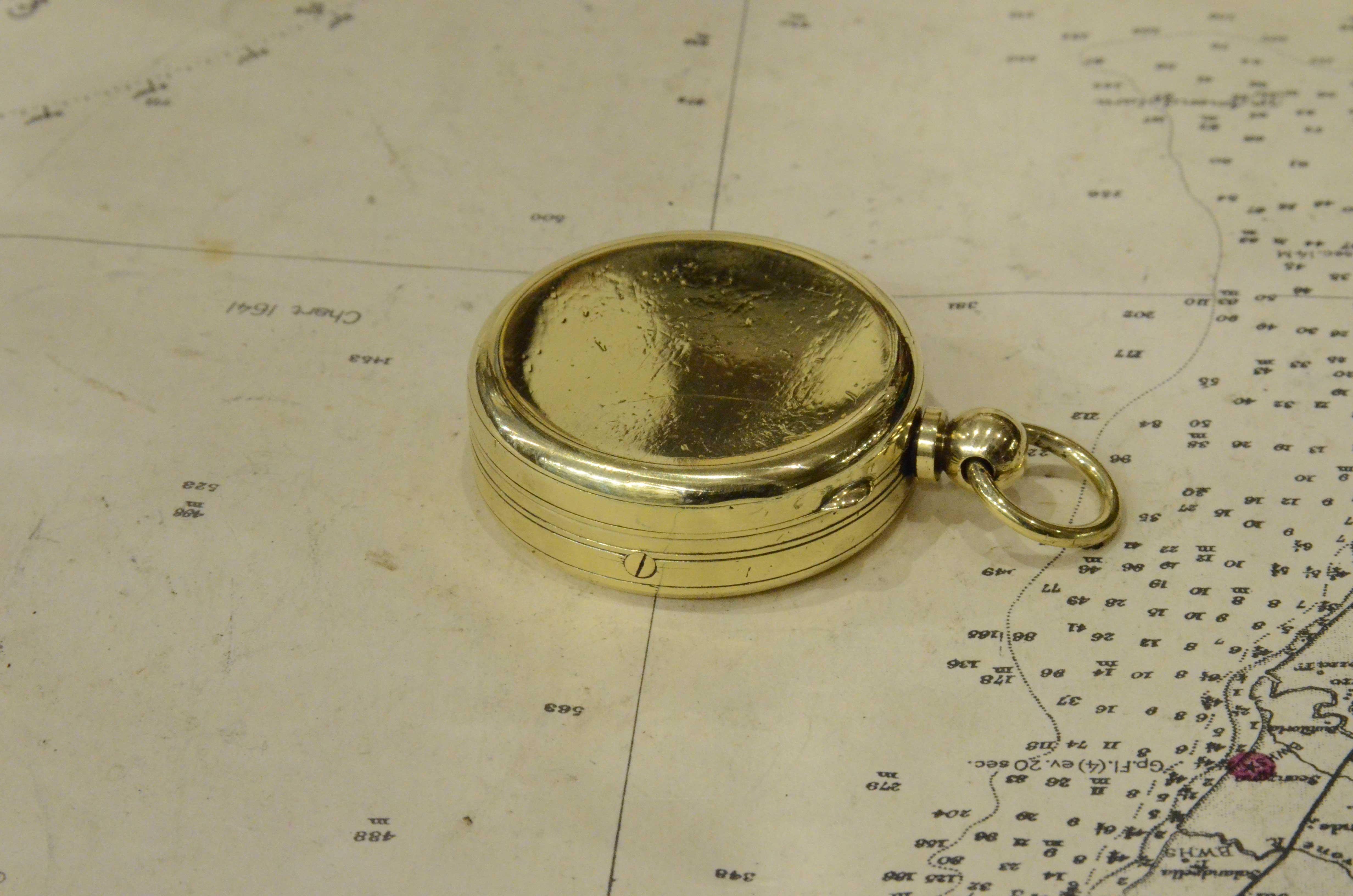 1920s Small Brass Nautical Pocket Compass Antique Maritime Navigation Instrument 3