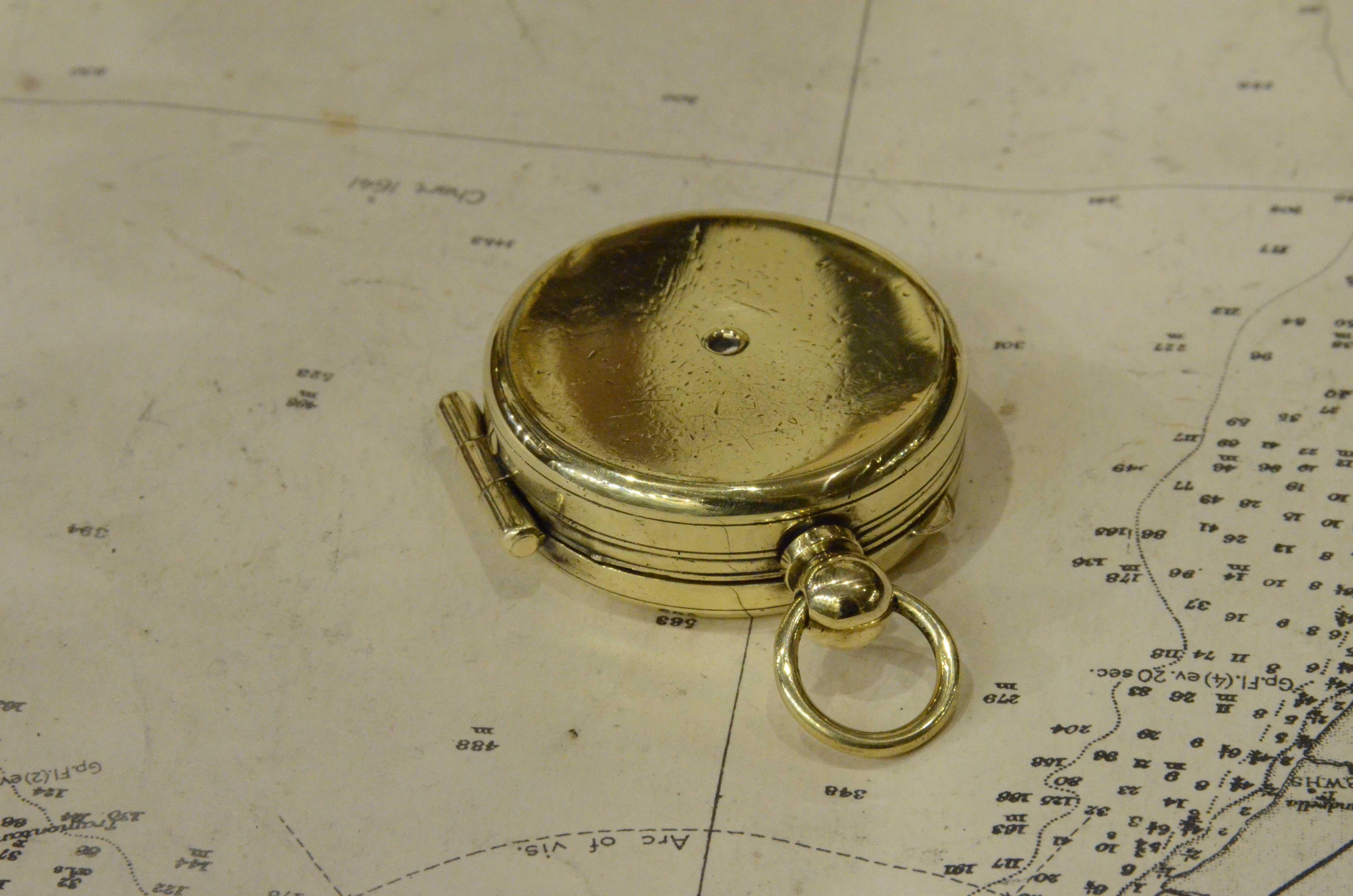 1920s Small Brass Nautical Pocket Compass Antique Maritime Navigation Instrument 4