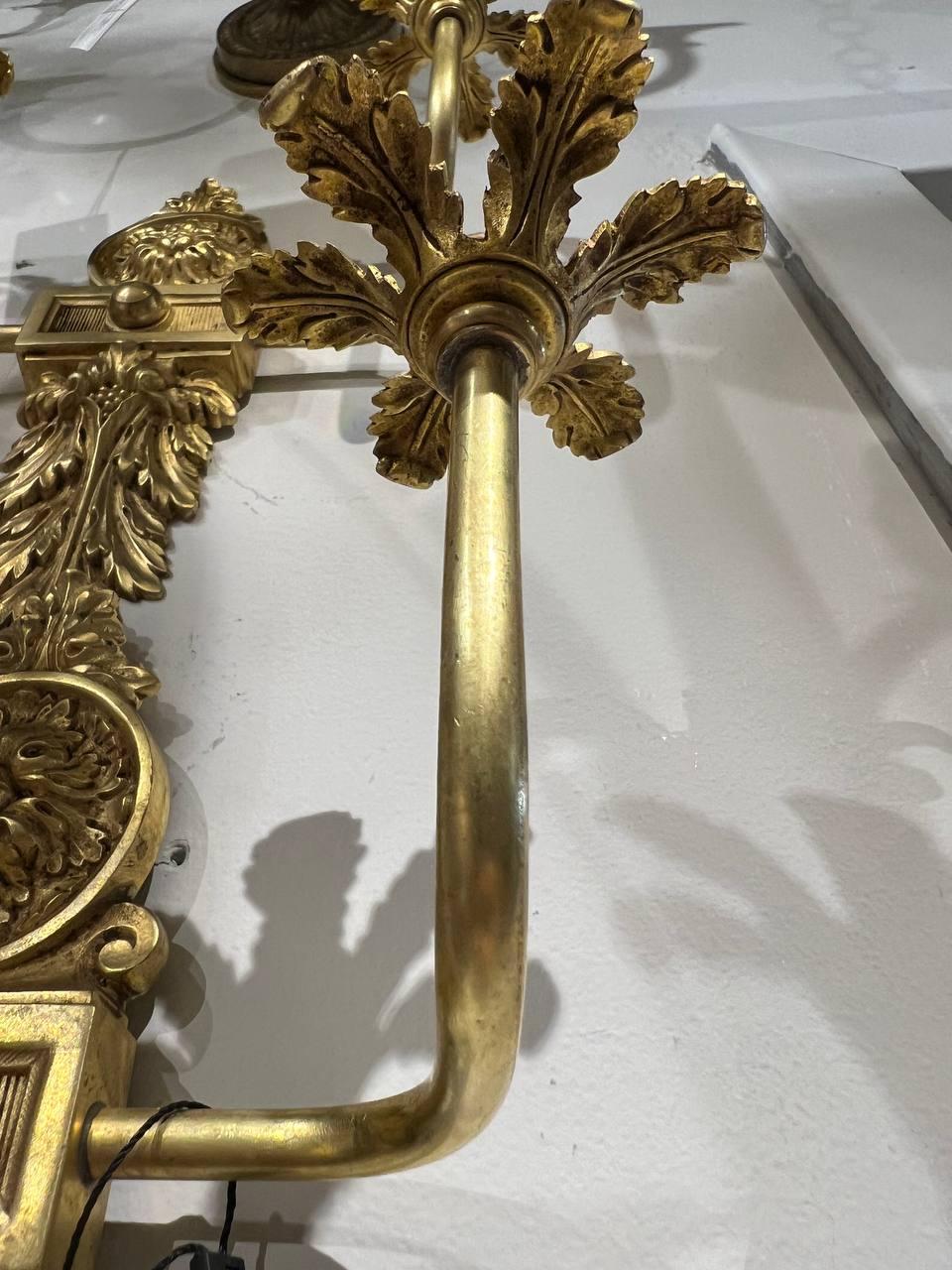 American 1920s Small Gilt Bronze Caldwell Sconces with two lights For Sale