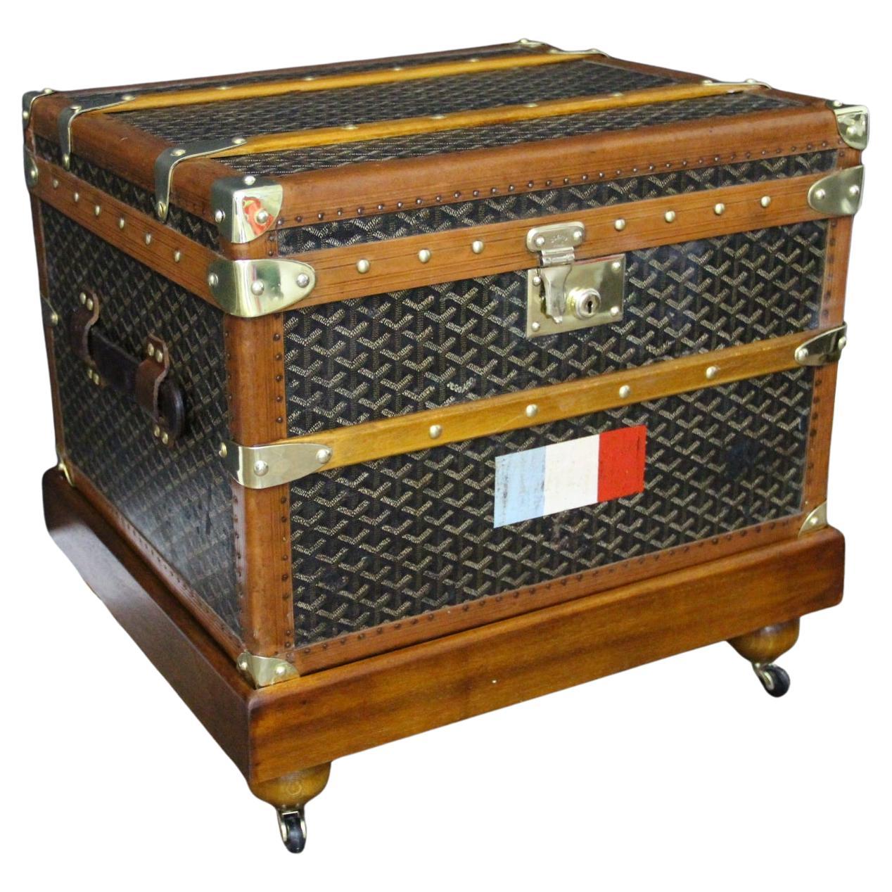1920s Small Goyard Hat Trunk, Goyard Trunk, 53 cm Goyard Steamer Trunk