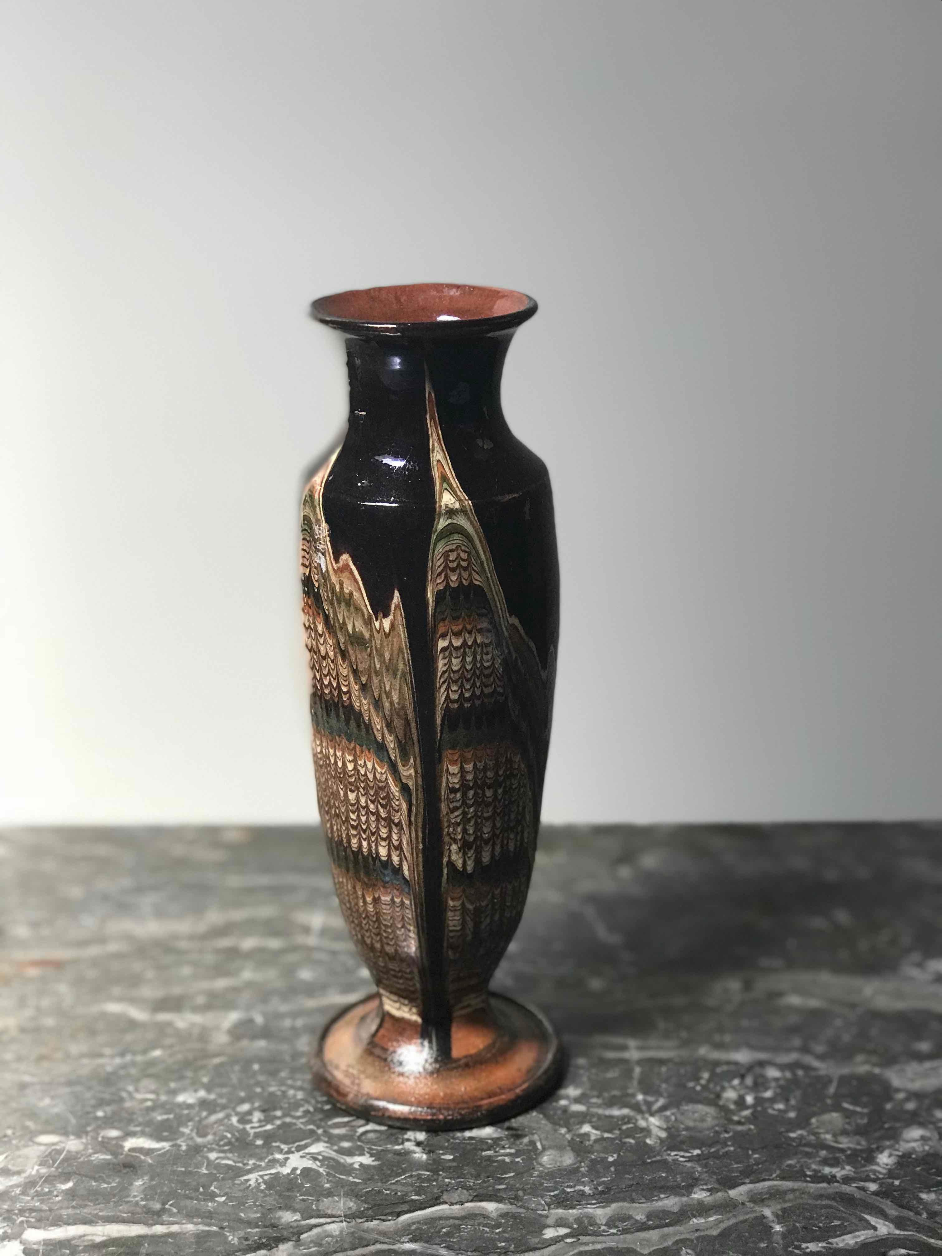 Art Deco 1920s Small Multi-Color Glazed Vase from France