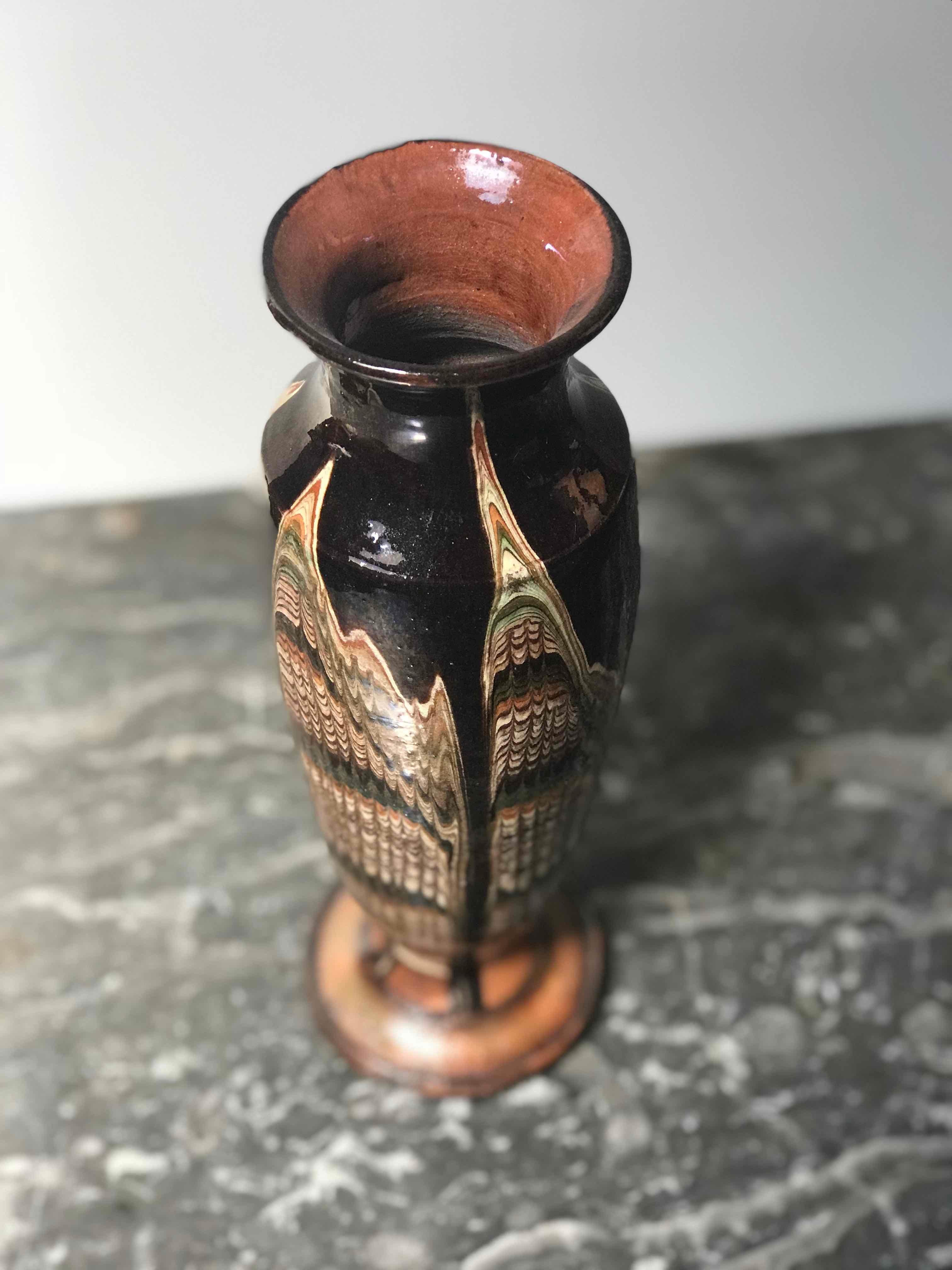 French 1920s Small Multi-Color Glazed Vase from France