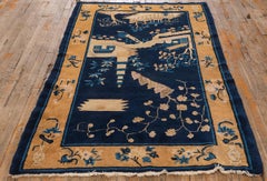 1920s Small Navy Scene Pictorial Vase Antique Chinese Peking Knotted Wool Rug