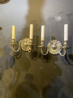 1920's Small Silver Plated Sconces with Mirror