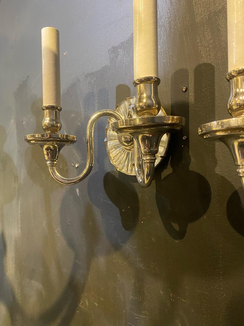 American Classical 1920's Small Silver Plated Sconces with Mirror For Sale
