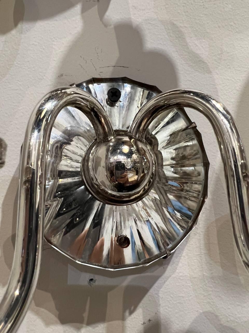 Inizio XX secolo Piccola applique placcata in argento del 1920 con specchio in vendita