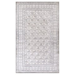 Tappeto in cotone annodato Agra degli anni '20, bianco, con motivo geometrico a traliccio