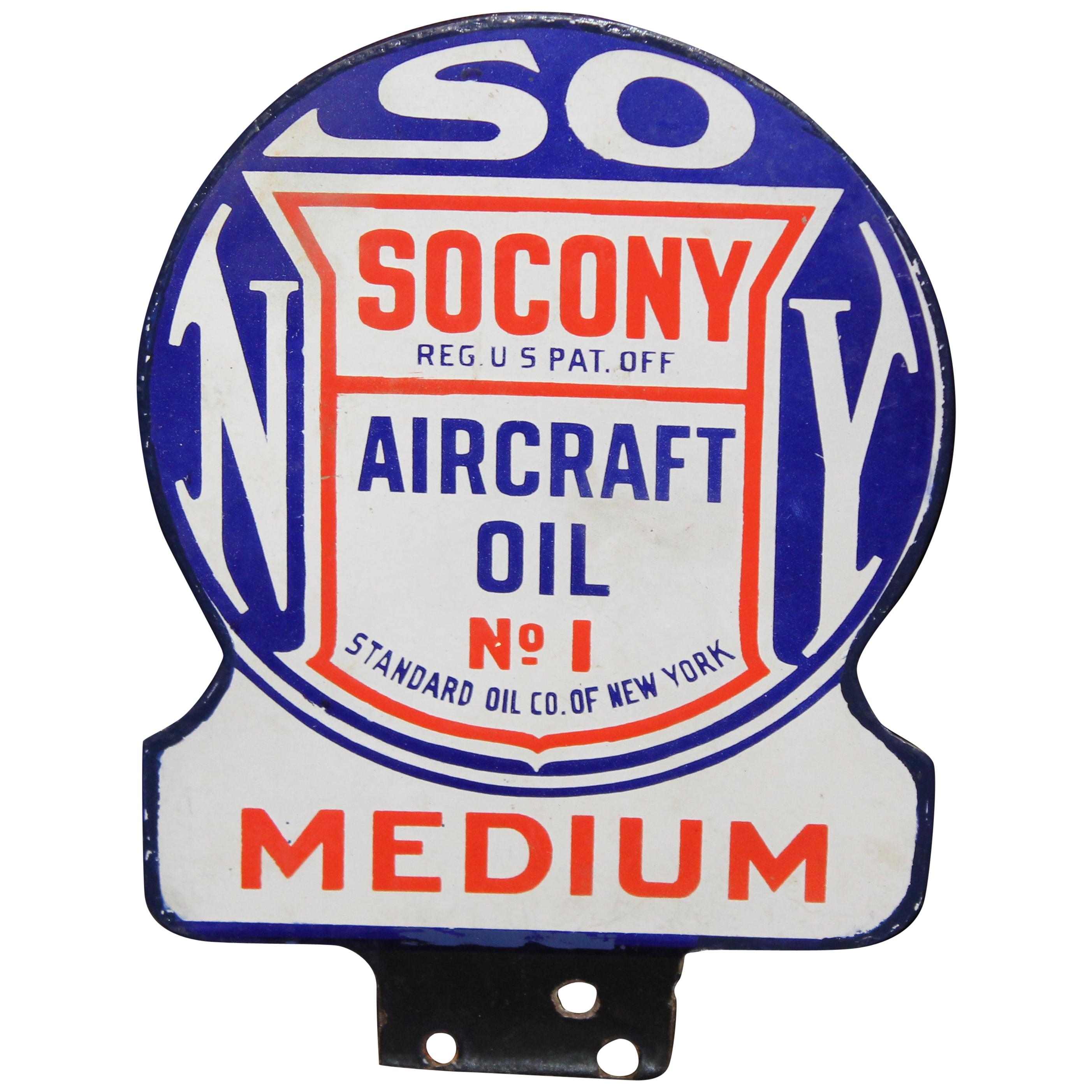 1920s Socony Standard of Ny  "Aircraft Oil" Paddle Sign For Sale