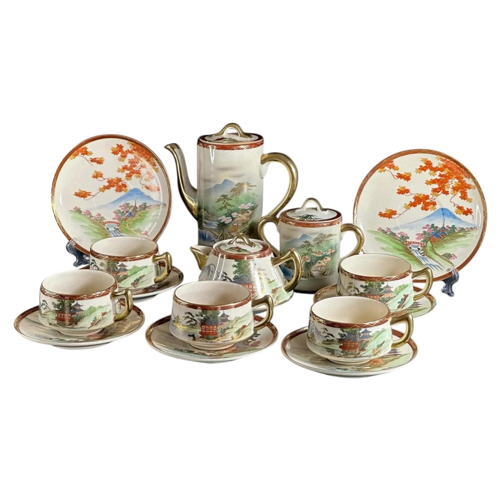 1920s, Sōkō China, Satsuma, Hand Painted Tea Set- 15 Pieces
