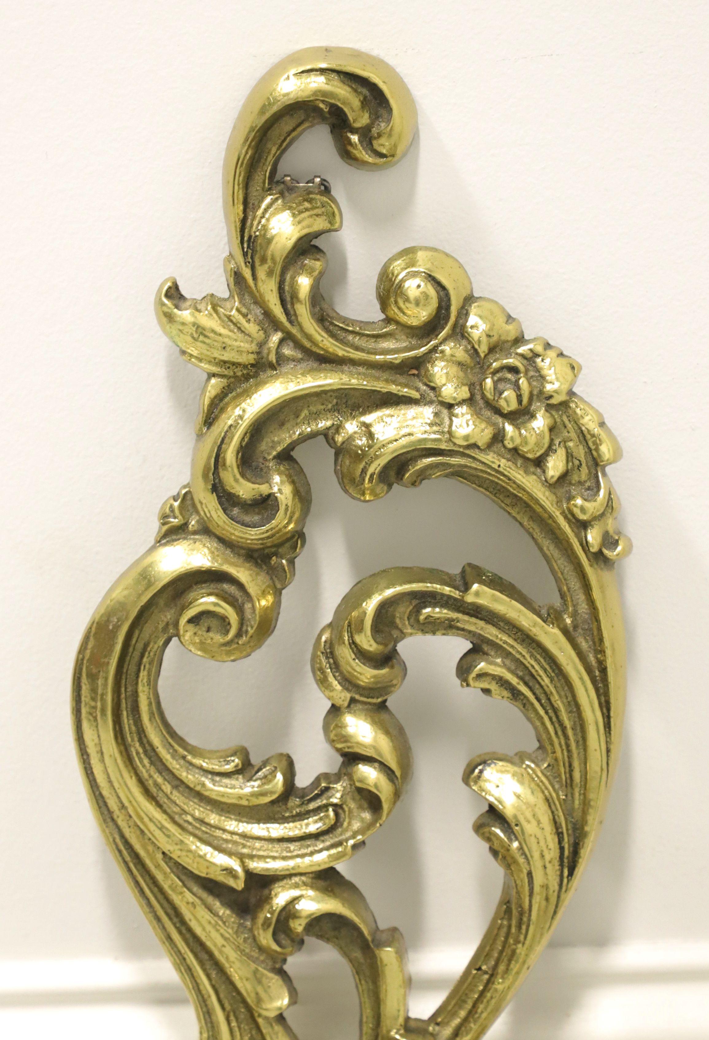 Antique 1920's Solid Brass Rococo Style Candle Wall Sconces - Pair In Good Condition For Sale In Charlotte, NC
