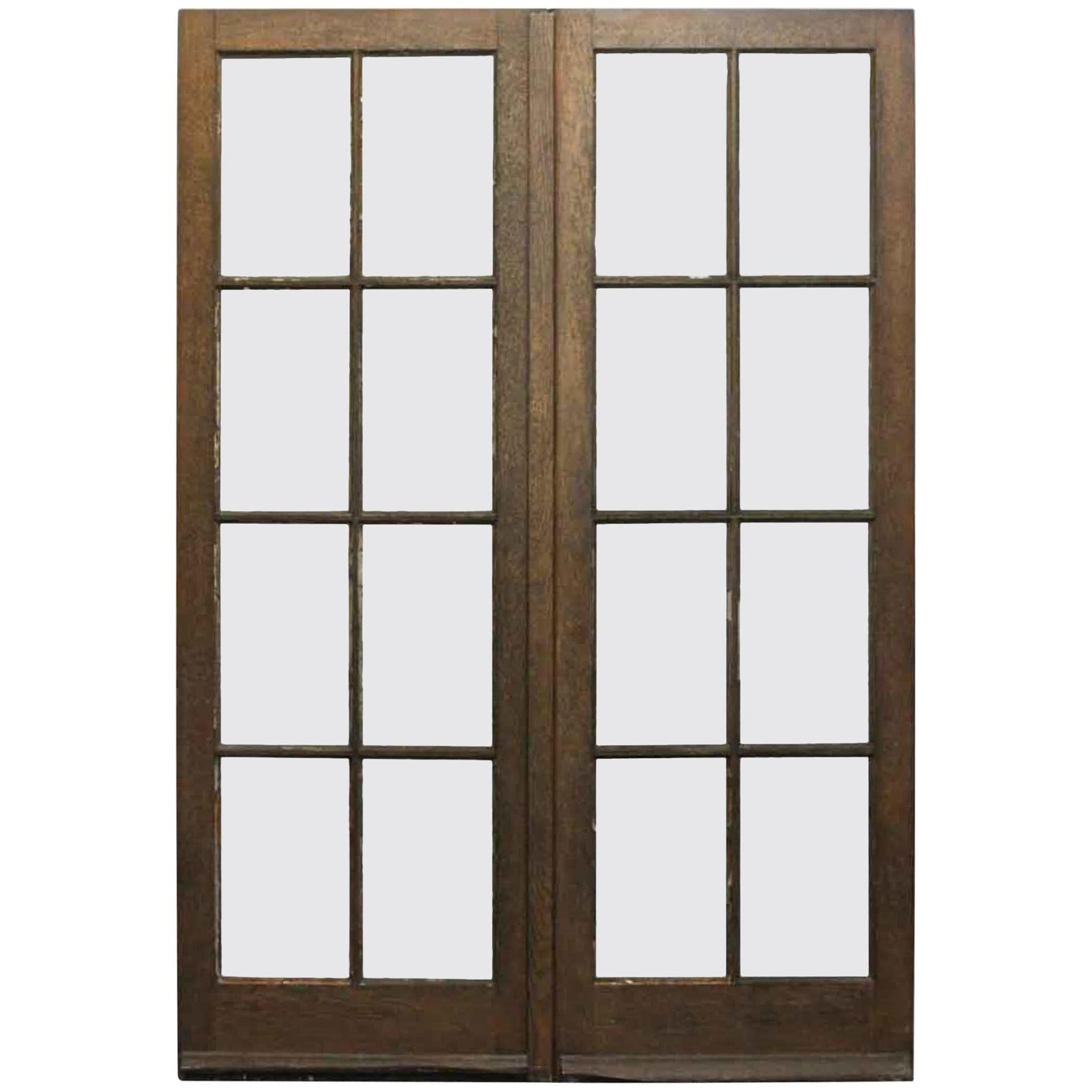 1920s Solid Oak Double French Doors with Eight Panes from the Billy Rose Mansion