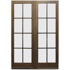 1920s Solid Oak Double French Doors with Eight Panes from the Billy Rose Mansion