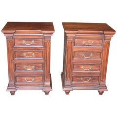 1920s Solid Teak Wood Superbly Crafted Elegant British Colonial Night Stands