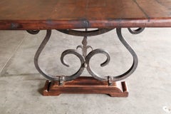 1920s Solid Teak Wood Thick Top Large Harvest Table from a Dutch Colonial Farm