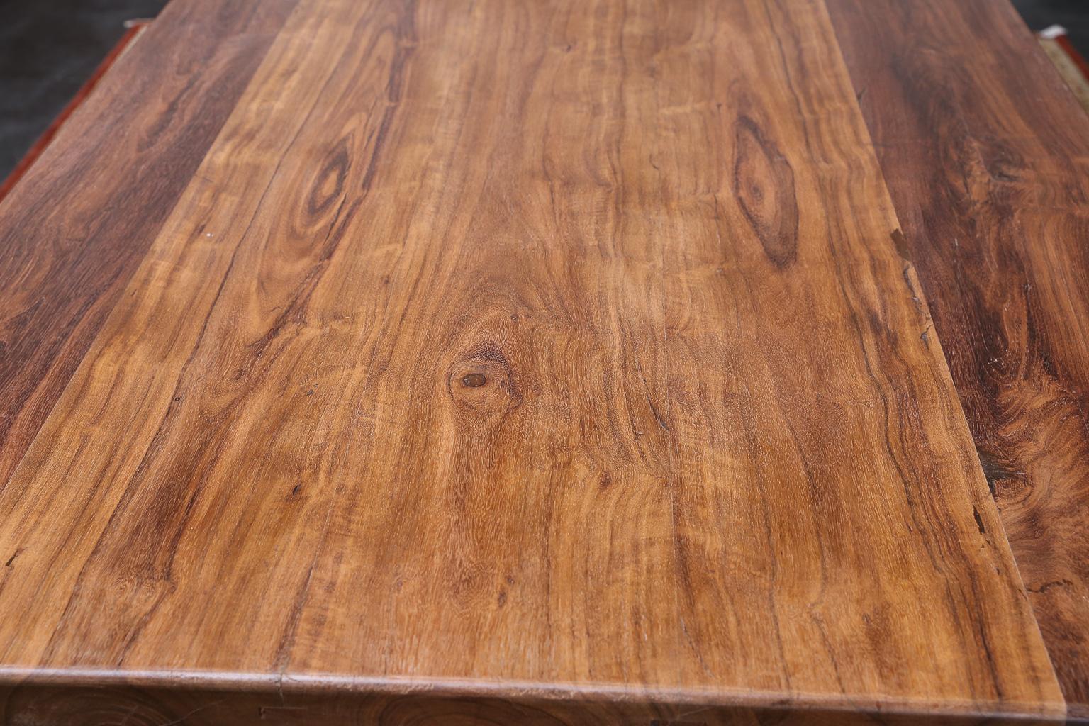 British Colonial 1920s Solid Teak Wood Unique Dining Table in the Great Colonial Tradition For Sale