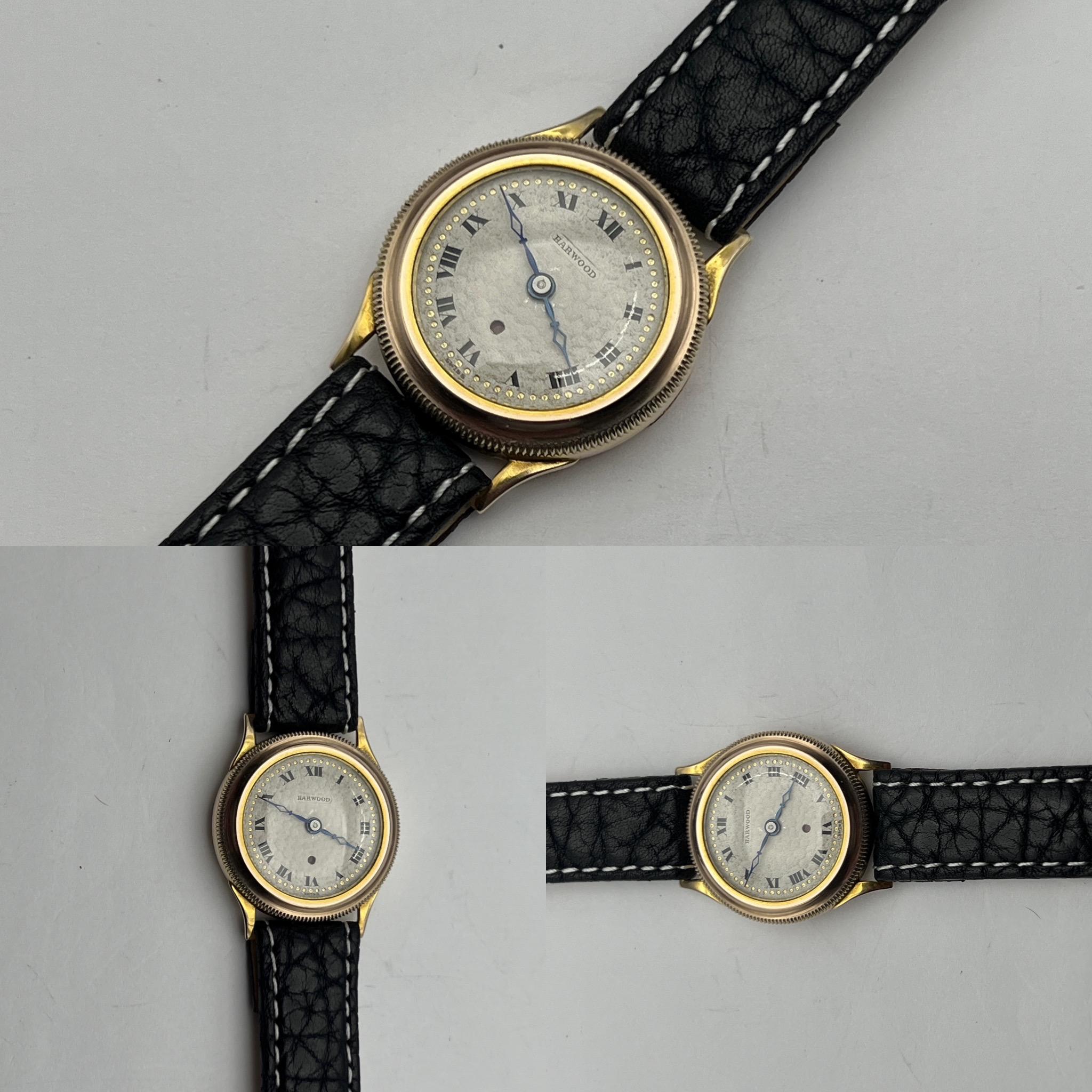 1920’s Solid Yellow Gold Harwood Bumper Automatic In Good Condition For Sale In Raleigh, NC