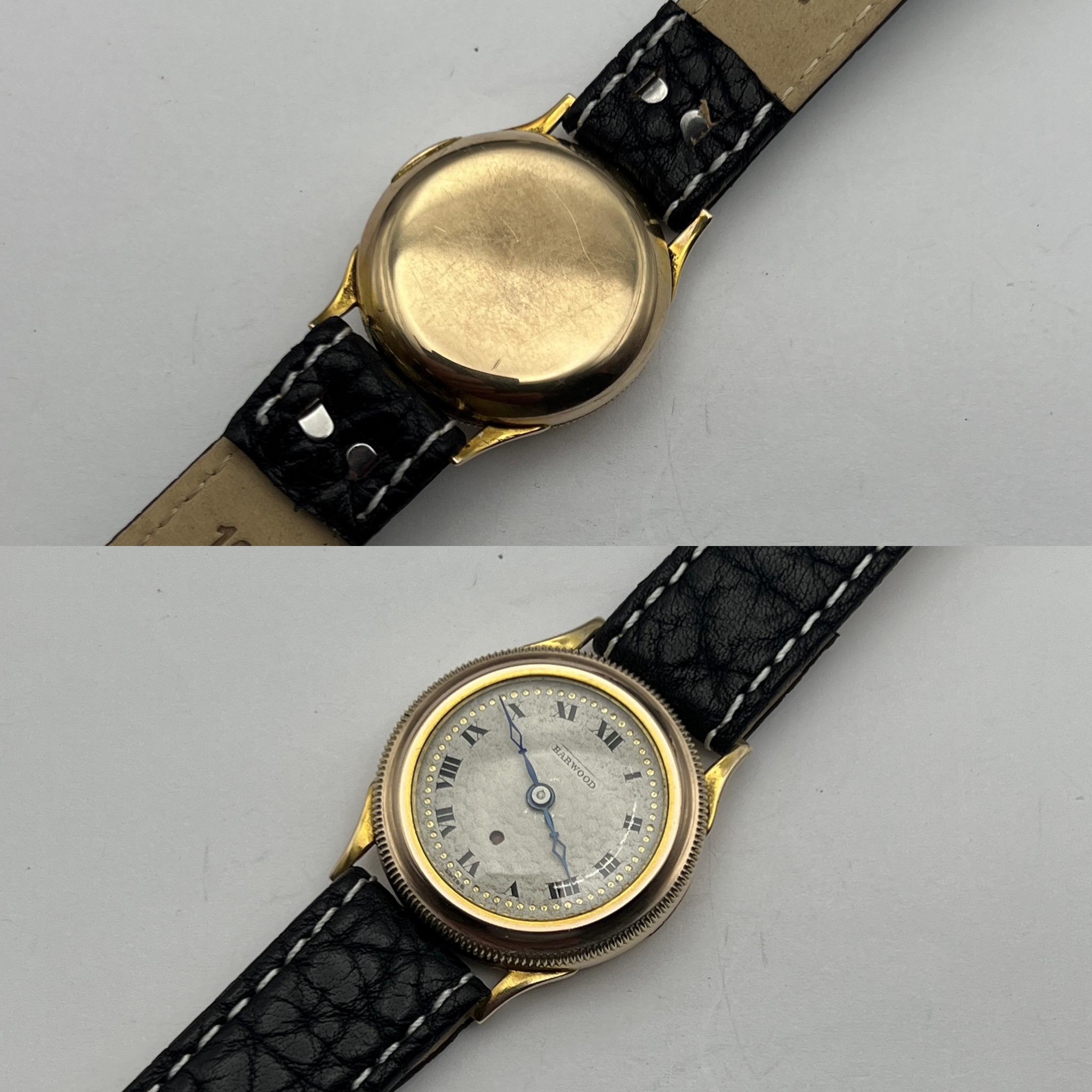 Art Deco 1920’s Solid Yellow Gold Harwood Bumper Automatic For Sale