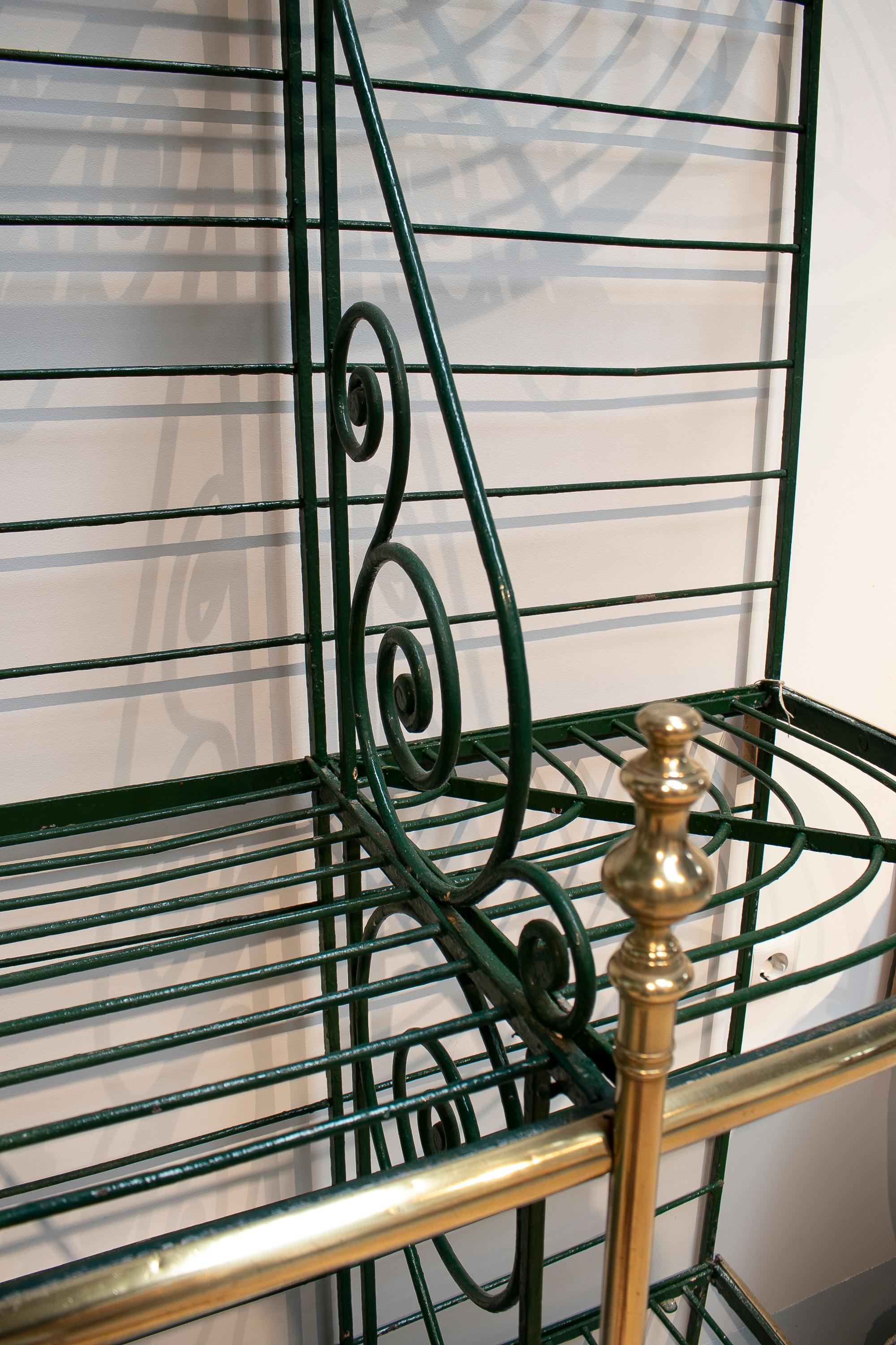 1920s Spanish Bronze and Iron Three Shelf Bakers Rack In Good Condition In Marbella, ES