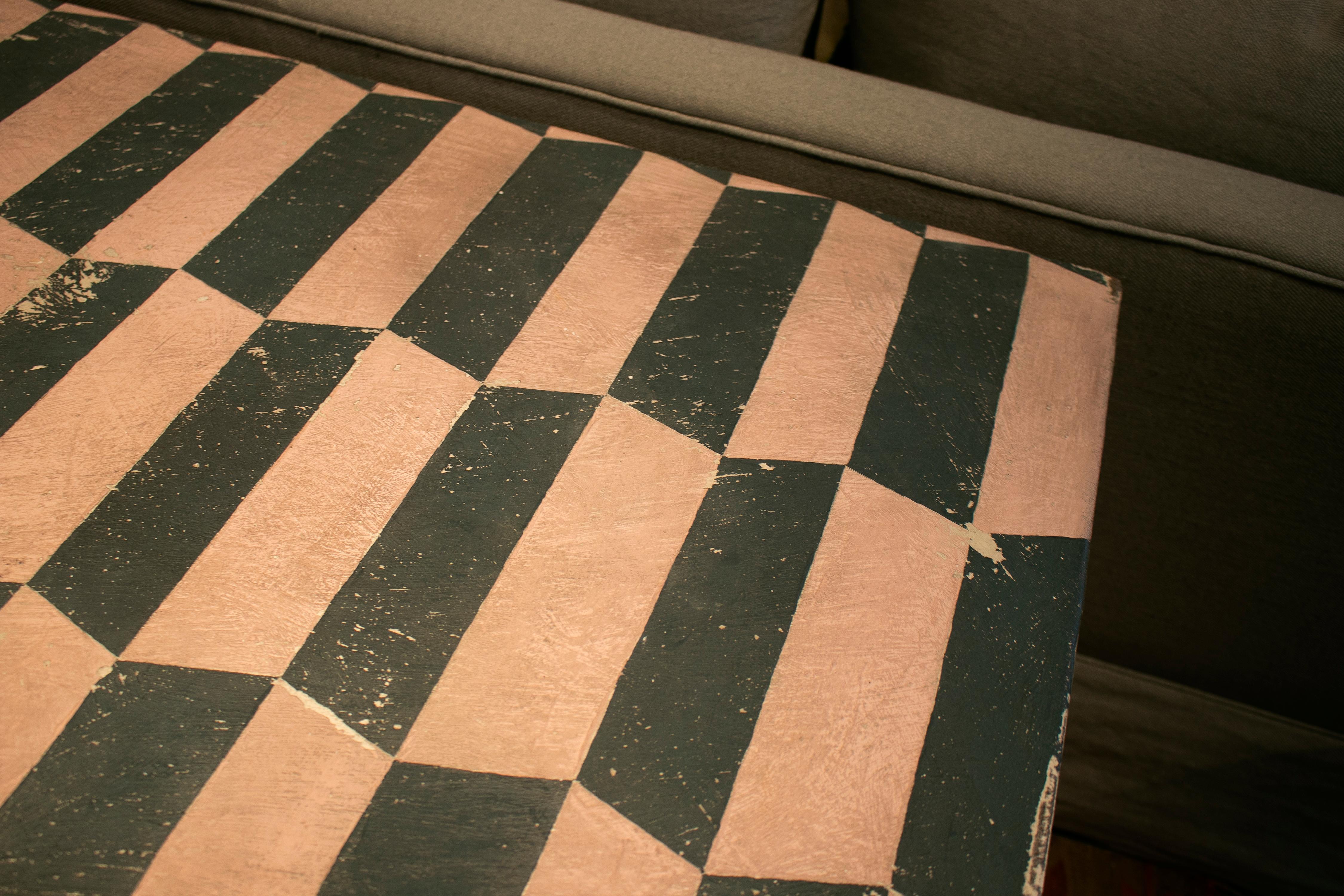 1920s Spanish Country House Table with Hand Painted Geometric Top 4