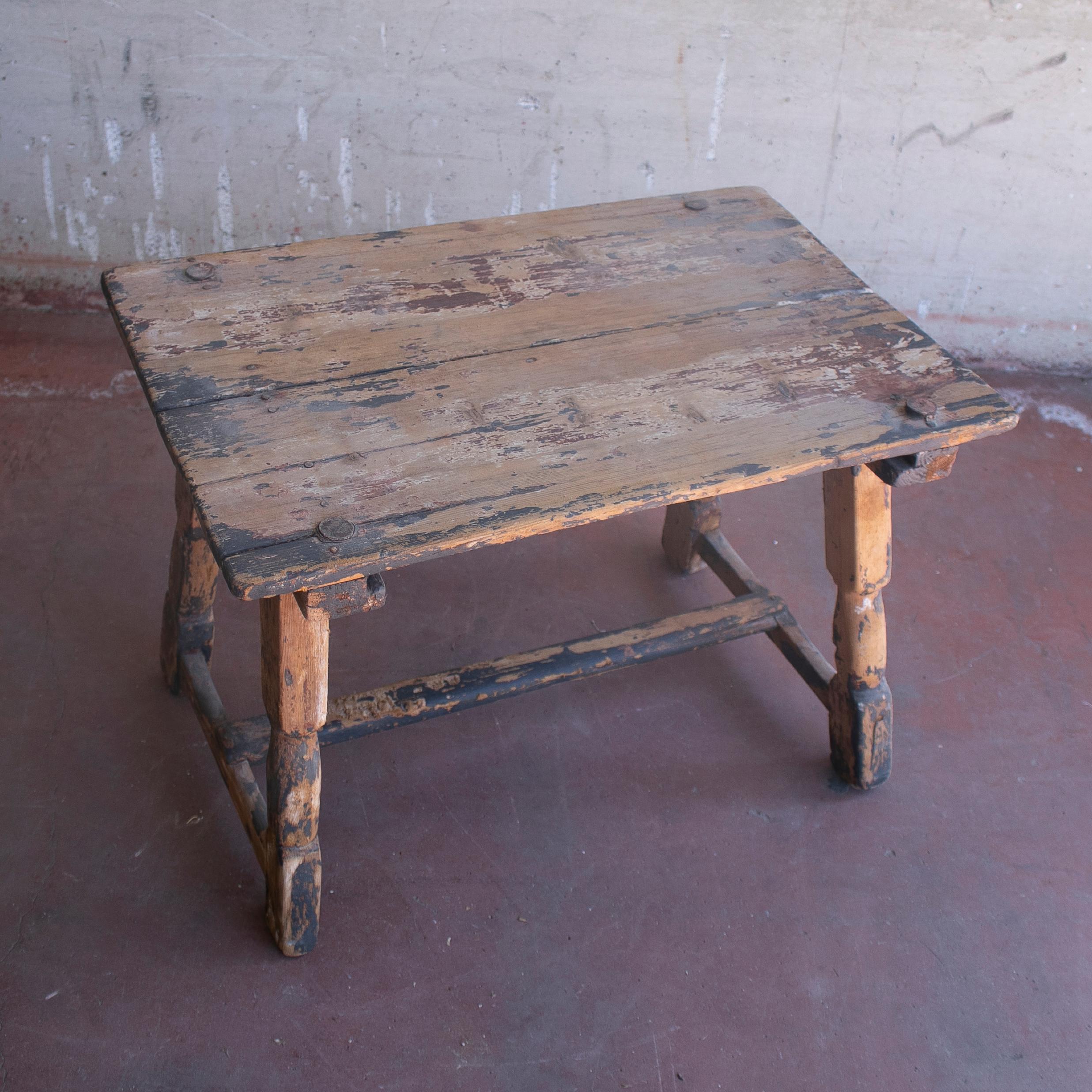 European 1920s Spanish Farmhouse Wooden Side Table