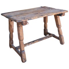 Antique 1920s Spanish Farmhouse Wooden Side Table