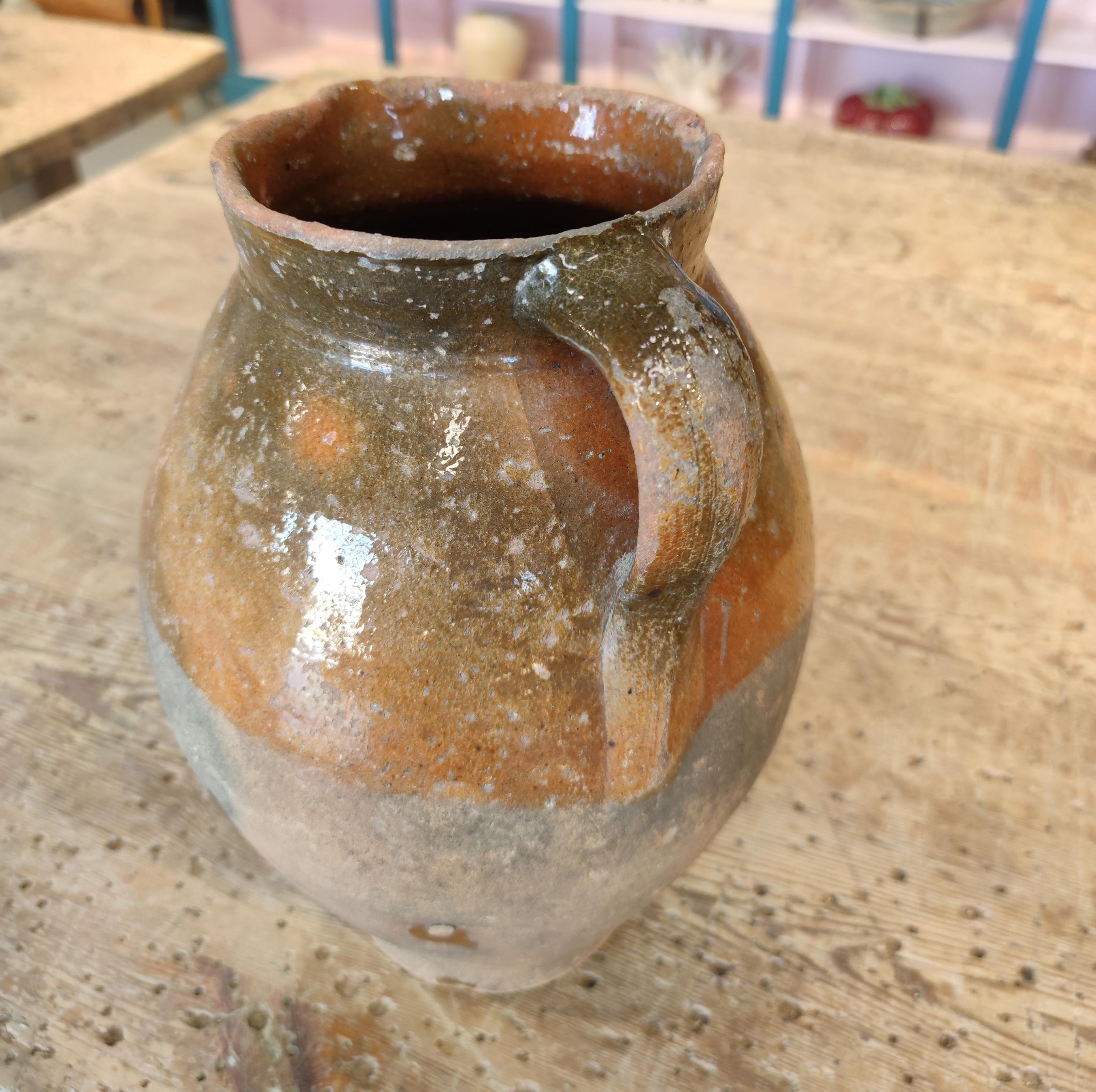 1920s Spanish Glazed Ceramic Wine Jar For Sale 3