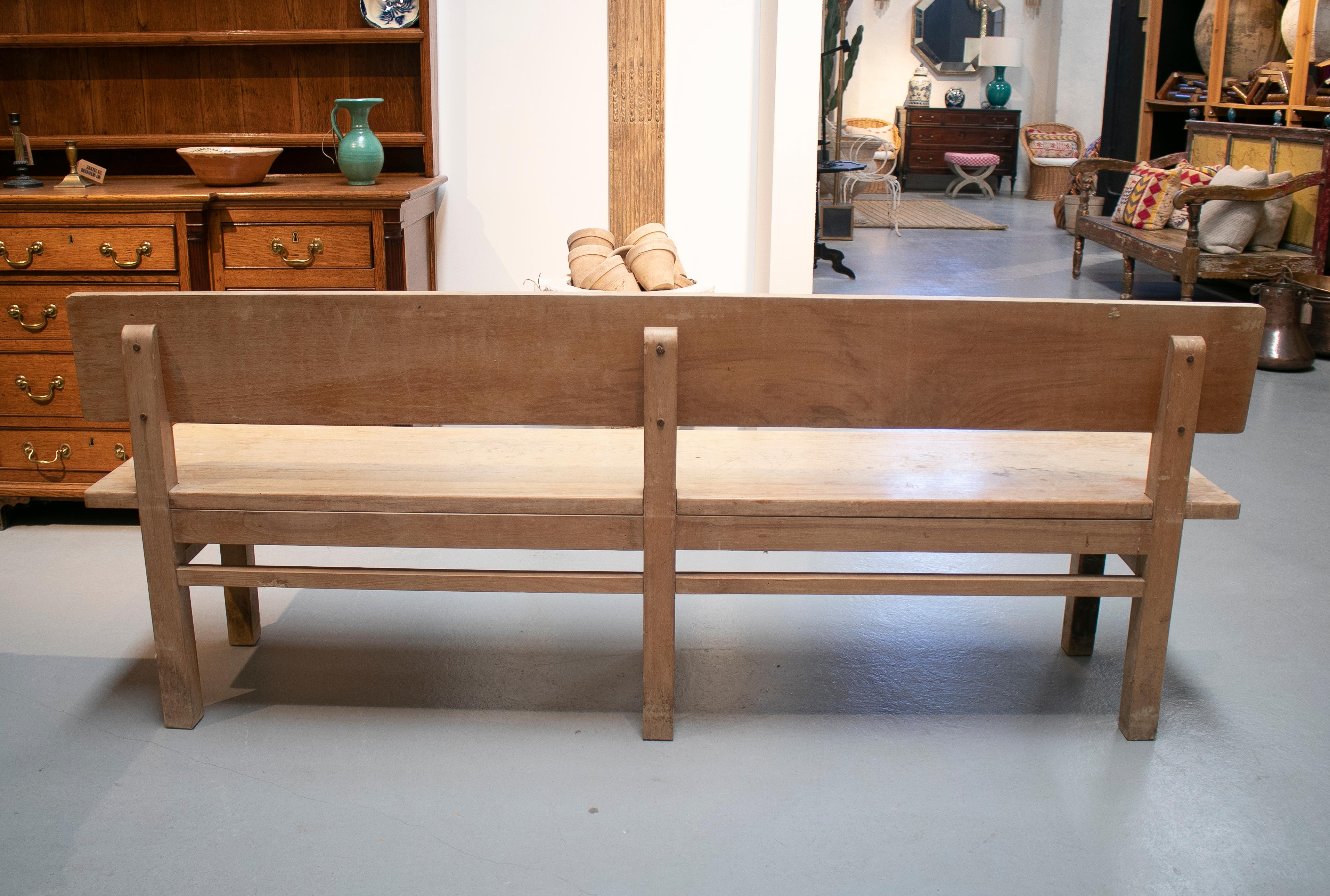 1920s Spanish Pine Wood Bench In Good Condition For Sale In Marbella, ES