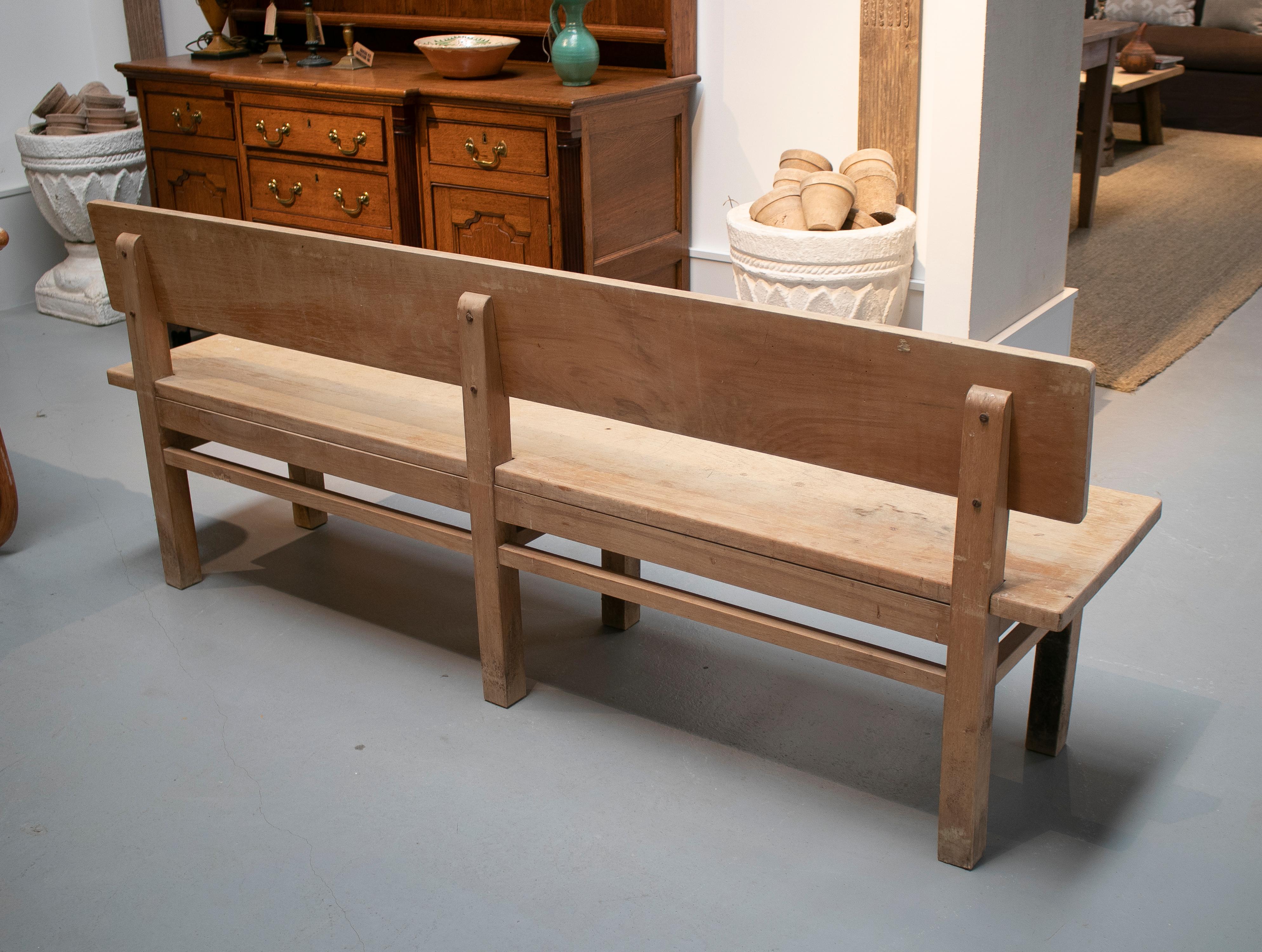 20th Century 1920s Spanish Pine Wood Bench For Sale